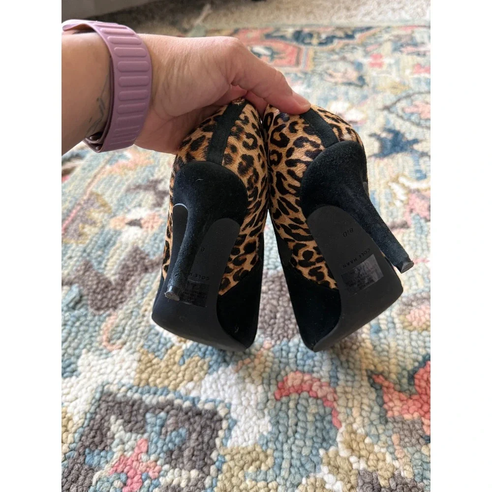 Cole Haan Maxfield Leopard Calf Hair Platform Stiletto Shooties 8.5B NWOB